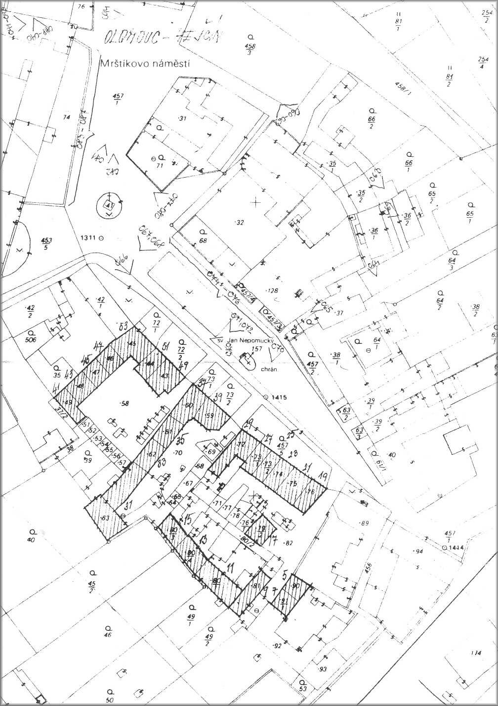 Mapa kolonie dělnických domků